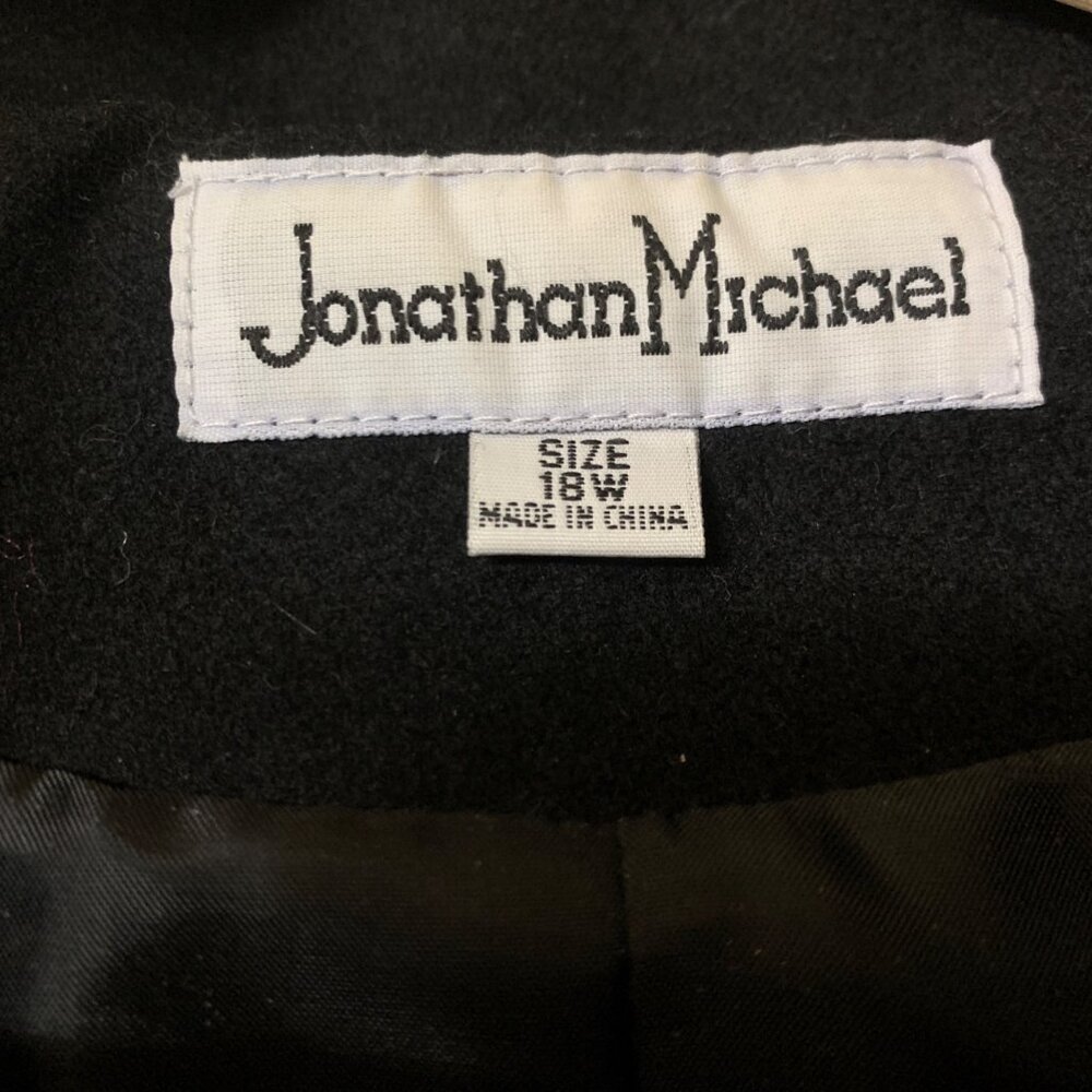 VTG Jonathan Michael Women's Black Wool Blend Long Coat Faux Fur Trim‎ Size 18W - Picture 2 of 15